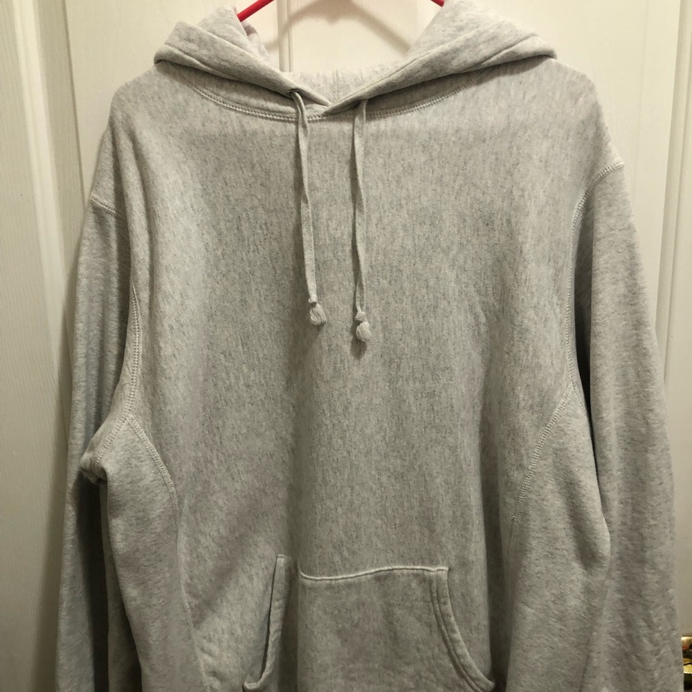 Supreme Gray Hoodie with Drawstrings and Relaxed Fit